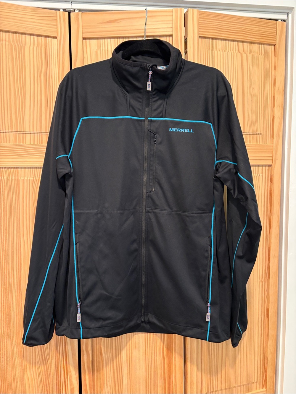 Merrell Men's Black Geotex Full-zip Technical Jacket with Teal Accent Piping